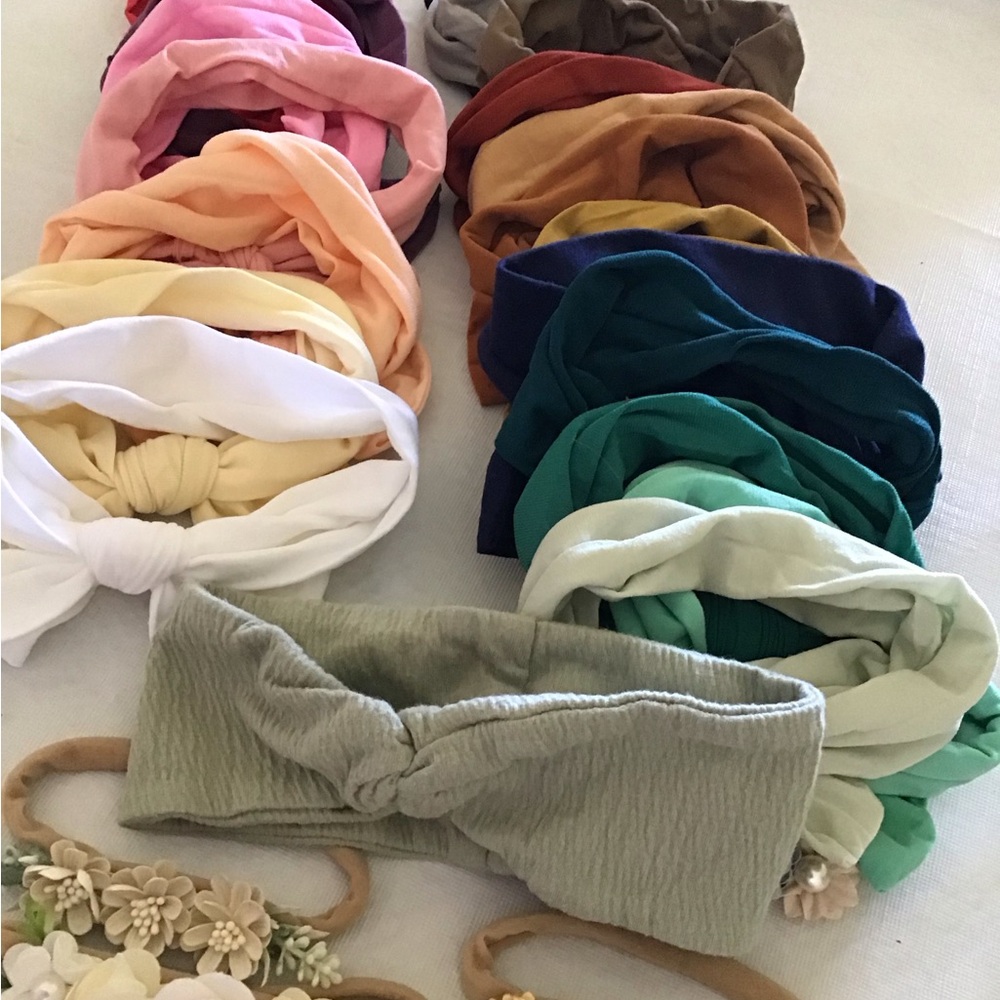 Colorful Knotted Infant Headbands Set lot of 23